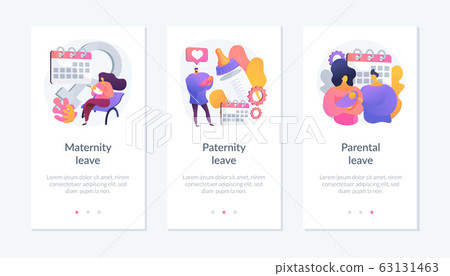 Pregnancy, childbirth and newborn care vacation time app interface template. 63131463