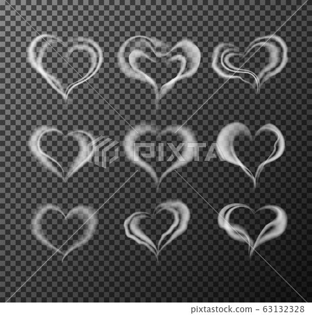 Steam hot beverage hearts. Realistic vector illustration. Steam hot beverage hearts. Realistic vector illustration. 63132328