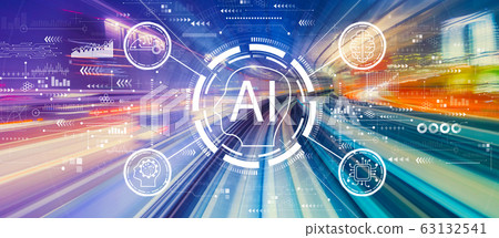 AI concept with high speed motion blur AI concept with high speed motion blur 63132541