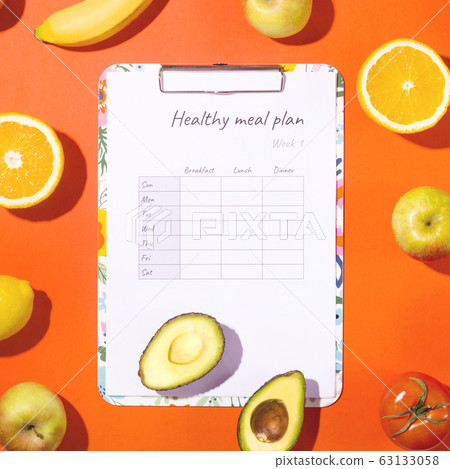 A table with a weekly nutrition plan. The concept 63133058