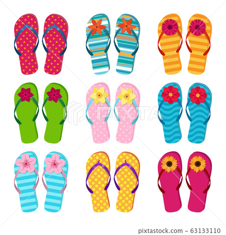 vector collection of colored summer flop flops - Stock Illustration ...