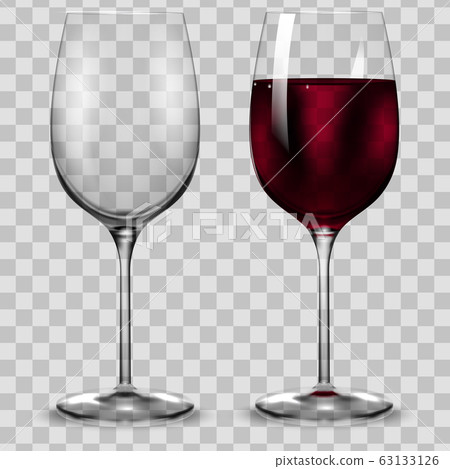 Empty and full transparency red wine glass. Vector. Empty and full transparency red wine glass. Vector. 63133126