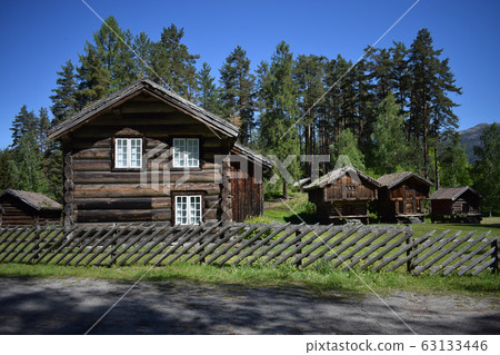 Njardarheimrn/Norway - 20/09/2019: Viking ancient village, old houses in Norway Njardarheimrn/Norway - 20/09/2019: Viking ancient village, old houses in Norway 63133446