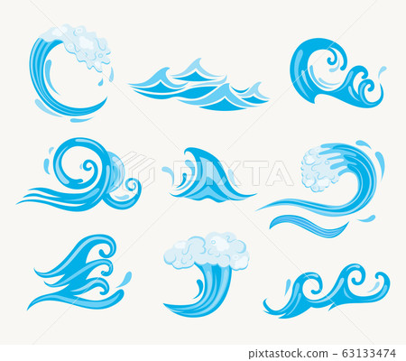Set of sea waves. Set of sea waves. 63133474
