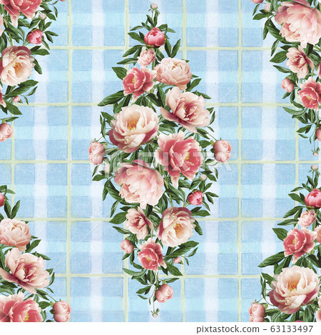 Pink floral pattern on a white background 63133497