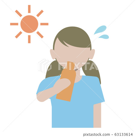 Woman hydrating on a hot day Woman hydrating on a hot day 63133614