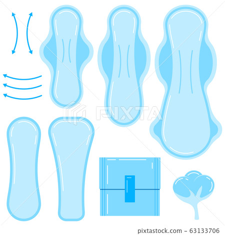 Sanitary napkin, women menstrual pad icon vector set isolated on white background. Sanitary napkin, women menstrual pad icon vector set isolated on white background. 63133706