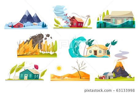 Natural Disaster Cartoon Set - Stock Illustration [63133998] - PIXTA