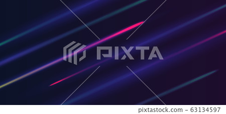Vector illustration of high speed light effect noving in different directions on dark background. movie effect, motion, night lights. 63134597