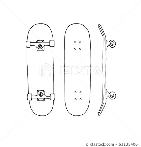 Vector hand drawn doodle sketch set of skateboard Vector hand drawn doodle sketch set of skateboard 63135400