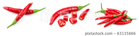 red hot chili peppers isolated on white background. Set or collection red hot chili peppers isolated on white background. Set or collection 63135666