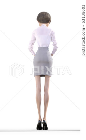 女性動畫在統一的perming3DCG插圖素材中變形 63138603