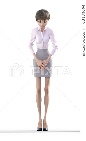 Female animation deformed in uniform perming3DCG illustration material Female animation deformed in uniform perming3DCG illustration material 63138604