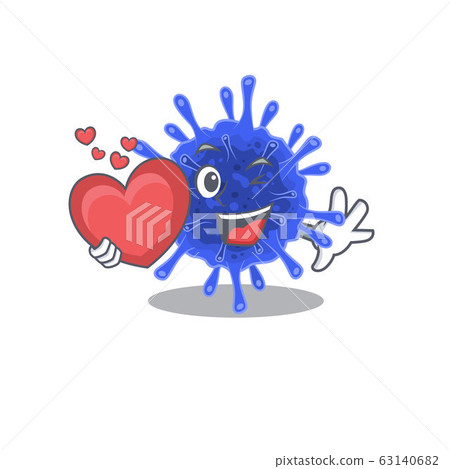 A romantic cartoon design of bacteria coronavirus holding heart 63140682