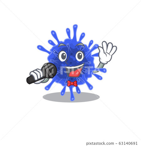 Cute bacteria coronavirus sings a song with a microphone Cute bacteria coronavirus sings a song with a microphone 63140691