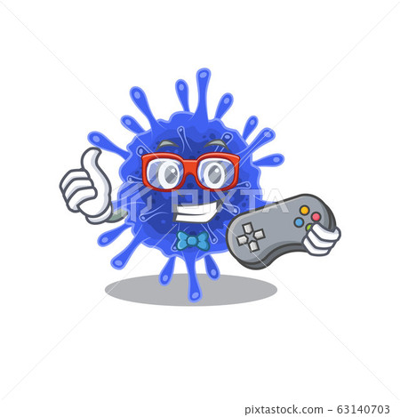 Cool gamer of bacteria coronavirus mascot design style with controller Cool gamer of bacteria coronavirus mascot design style with controller 63140703
