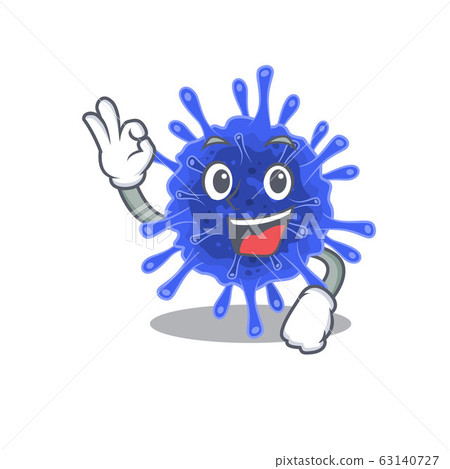 Bacteria coronavirus cartoon character design style making an Okay gesture 63140727