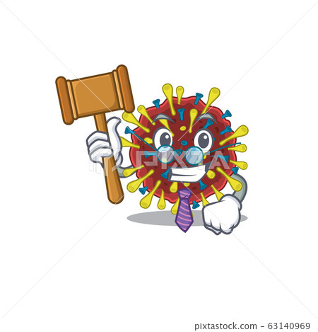 Charismatic Judge corona virus molecule cartoon character design wearing cute glasses 63140969