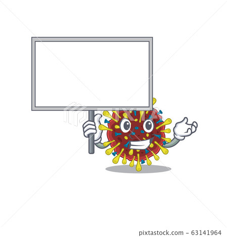 Corona virus molecule cute cartoon character bring a board 63141964
