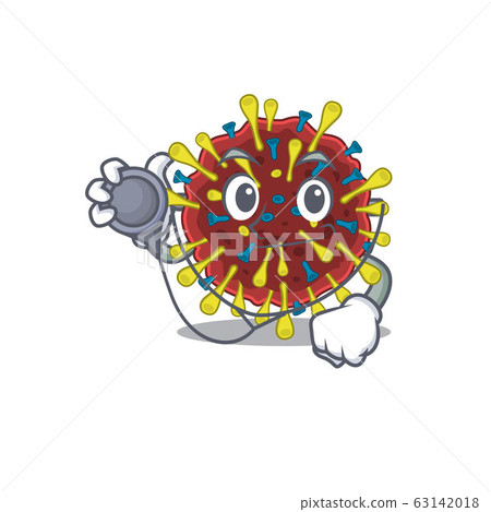An elegant corona virus molecule in a Doctor Cartoon character with tools 63142018