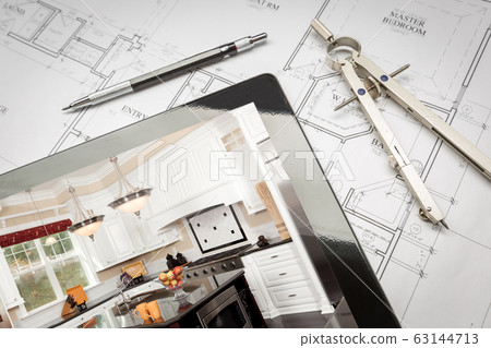 Computer Tablet Showing Kitchen Illustration Computer Tablet Showing Kitchen Illustration 63144713