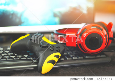 Game pad joystick and Headphones on keyboard 63145275