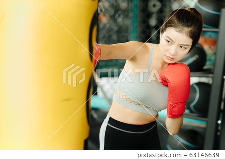 Young woman, boxing, exercising 63146639