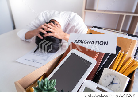 Businessman has stress to resignation and signing 63147267