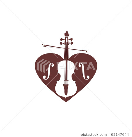 violin or cello love heart music logo and vector 63147644