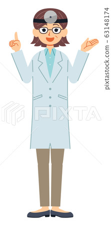 A middle-aged female doctor wearing a white robe (frame mirror) A middle-aged female doctor wearing a white robe (frame mirror) 63148174