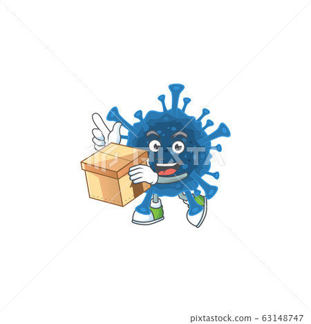 A charming coronavirus desease mascot design style having a box 63148747