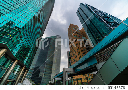 Tokyo cityscape in Japan Shiodome and skyscrapers (multi-enterprise large-scale telework) = February 26, 2020 63148878