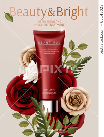Red skincare plastic tube ads Red skincare plastic tube ads 63149028