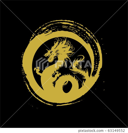 legendary golden dragon in brush paint japan art 63149552