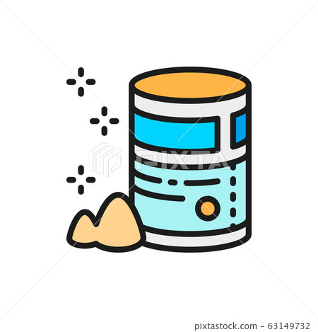 Packaged flour, sugar, powdered milk flat color line icon. Packaged flour, sugar, powdered milk flat color line icon. 63149732
