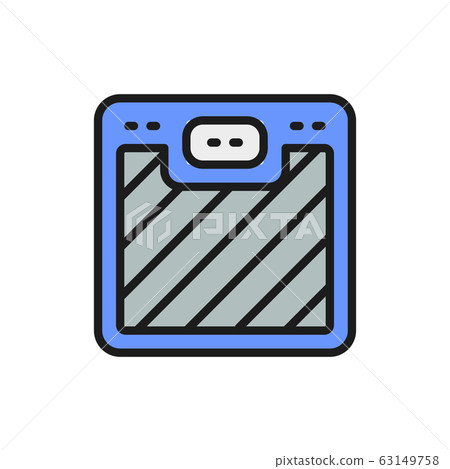 Vector floor scales flat color line icon. Vector floor scales flat color line icon. 63149758