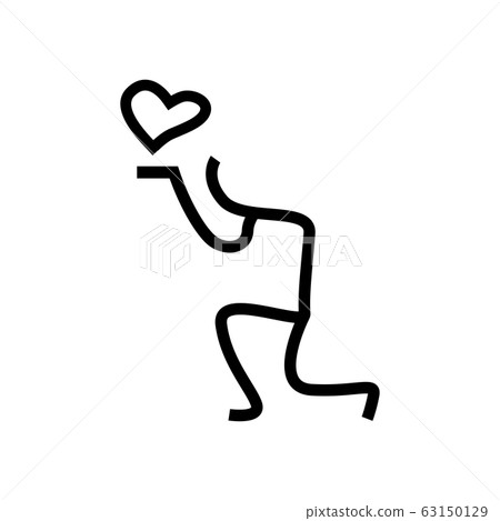 Line art illustration of a man giving his heart. Vector icon Line art illustration of a man giving his heart. Vector icon 63150129