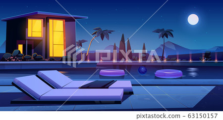 House and swimming pool at night 63150157