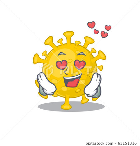 cute corona virus diagnosis cartoon character showing a falling in love face 63151310