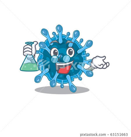 Smart Professor of microscopic corona virus mascot design holding a glass tube 63151663