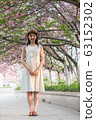 beautiful girl and cherry blossom 63152302