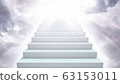 Stairway to Heaven in Cloudy Sky with Sunlight Rays Shining Down - Abstract Background Texture 63153011
