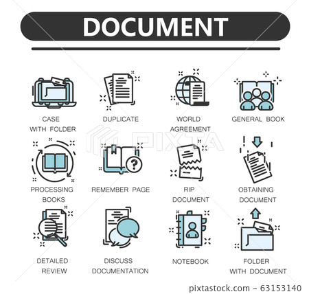 Set of documents thin line icons.  63153140