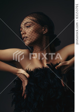 beauty elegant girl posing in black veil beauty elegant girl posing in black veil 63153701