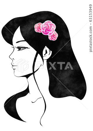 Woman wearing floral hair ornament Woman wearing floral hair ornament 63153949