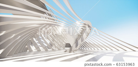 Bright and detailed panoramic landscape: white abstract ring (3D CG rendering digital illustration) 63153963