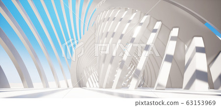 鮮豔細緻的全景景觀圖:白色抽象圓環(3D CG 渲染數位插圖) 鮮豔細緻的全景景觀圖:白色抽象圓環(3D CG 渲染數位插圖) 63153969