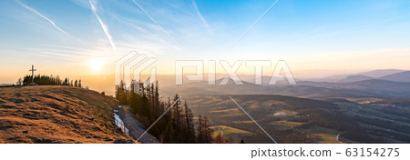 Landscape view during sunset in spring from Graz Landscape view during sunset in spring from Graz 63154275