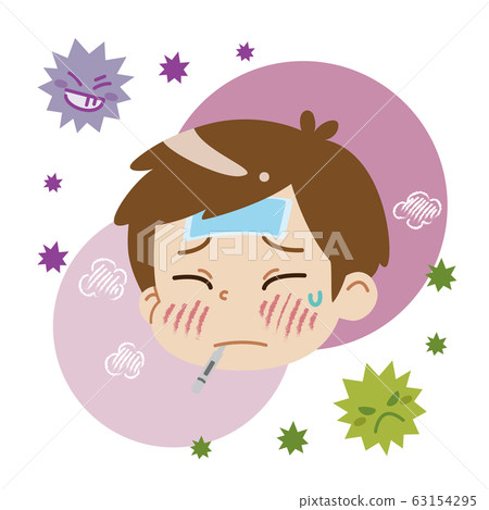 A boy with a fever and a virus A boy with a fever and a virus 63154295