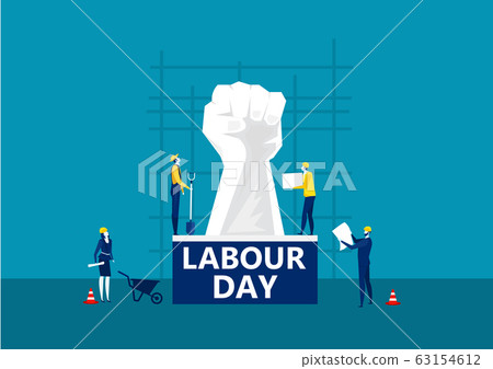 people Labor Day card on city construction background 63154612
